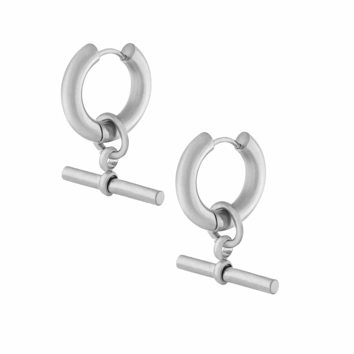 Urbanti Stainless Steel Set Sail Hoop Earrings Silver