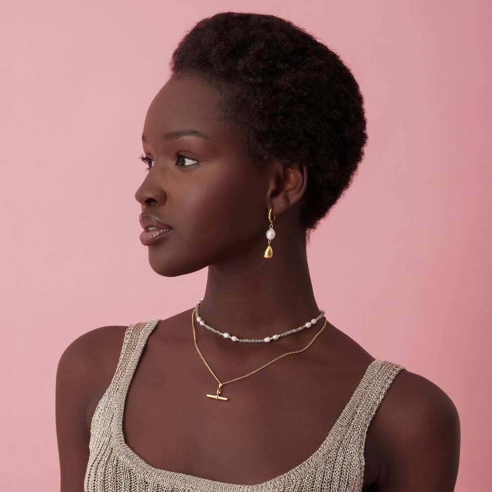 Urbanti Stainless Steel Soho Pearl Hoop Earrings