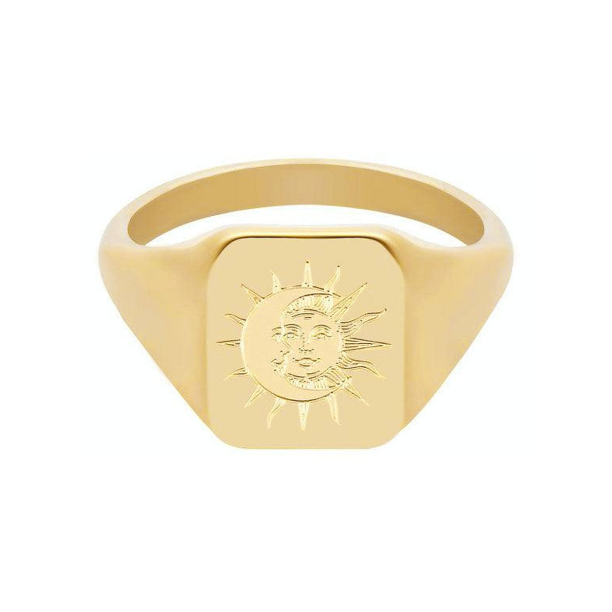 Urbanti Stainless Steel Solar System Signet Ring Gold / US 4 / UK H / EUR 46 / (xxsmall)