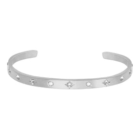 Urbanti Stainless Steel Sparkle Cuff Bracelet Silver