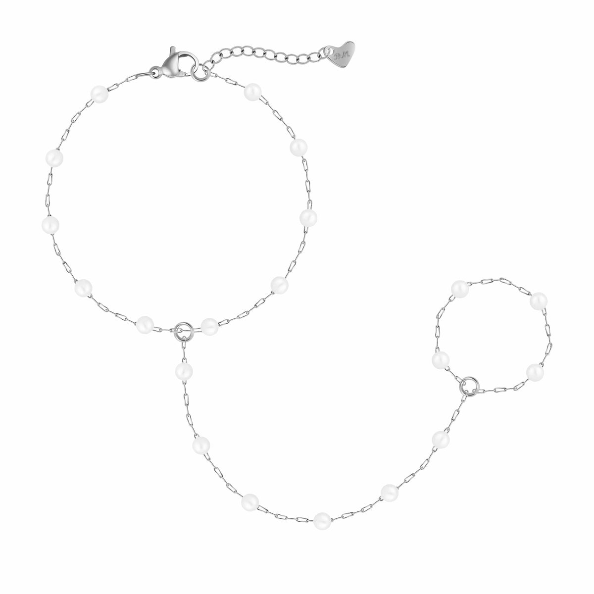 Urbanti Stainless Steel Spencer Pearl Hand Chain Bracelet