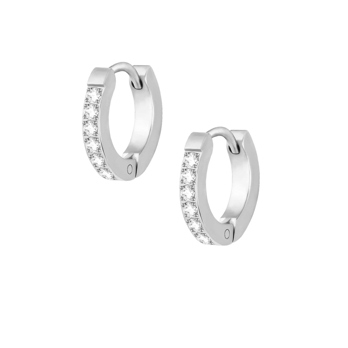Urbanti Stainless Steel Spring Hoop Earrings Silver