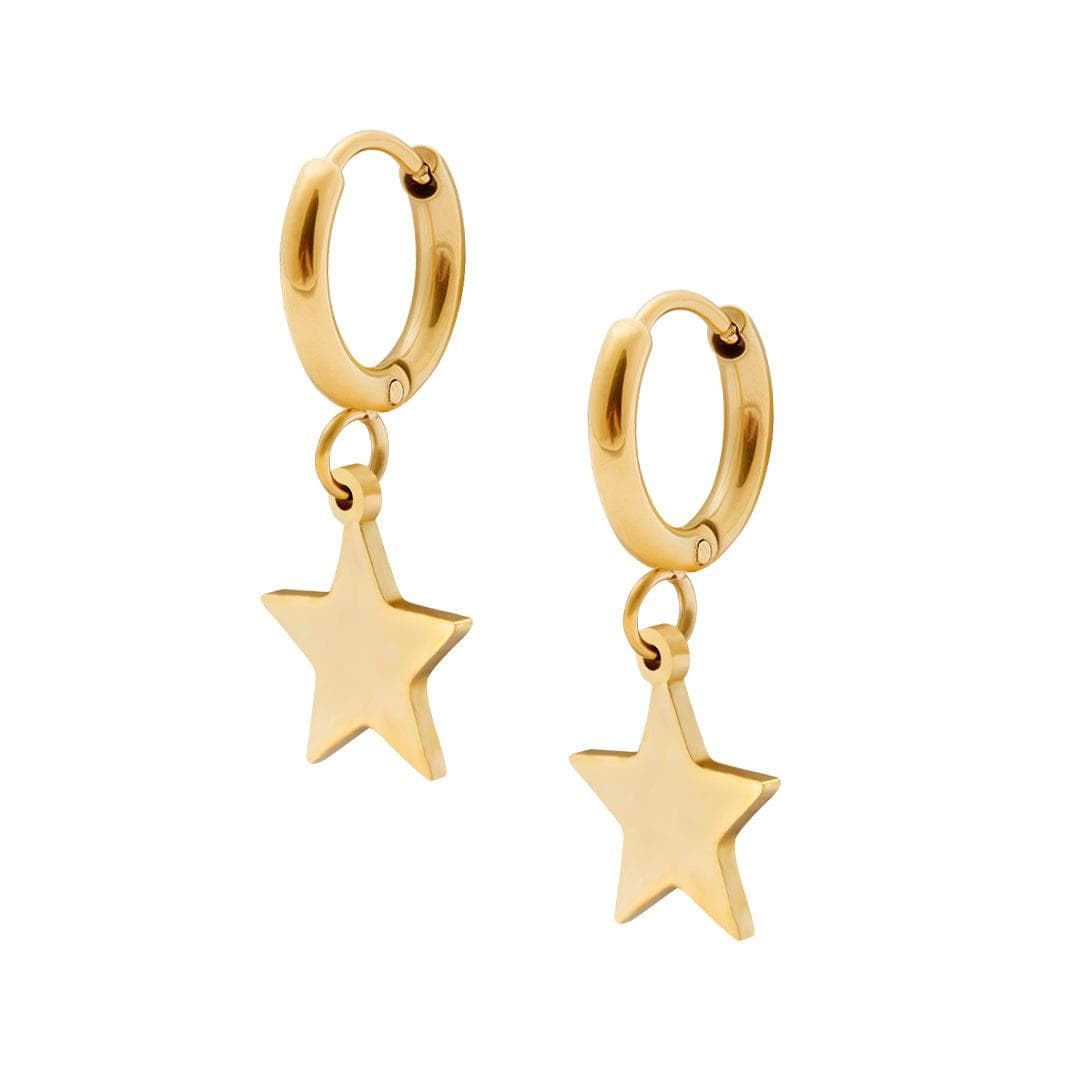 Urbanti Stainless Steel Stargirl Hoop Earrings Gold