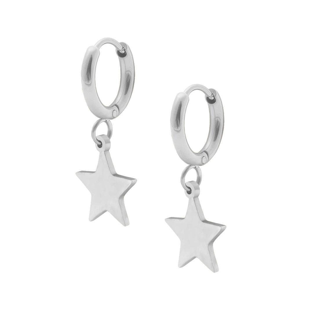 Urbanti Stainless Steel Stargirl Hoop Earrings Silver