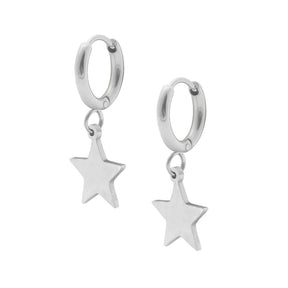 Urbanti Stainless Steel Stargirl Hoop Earrings Silver