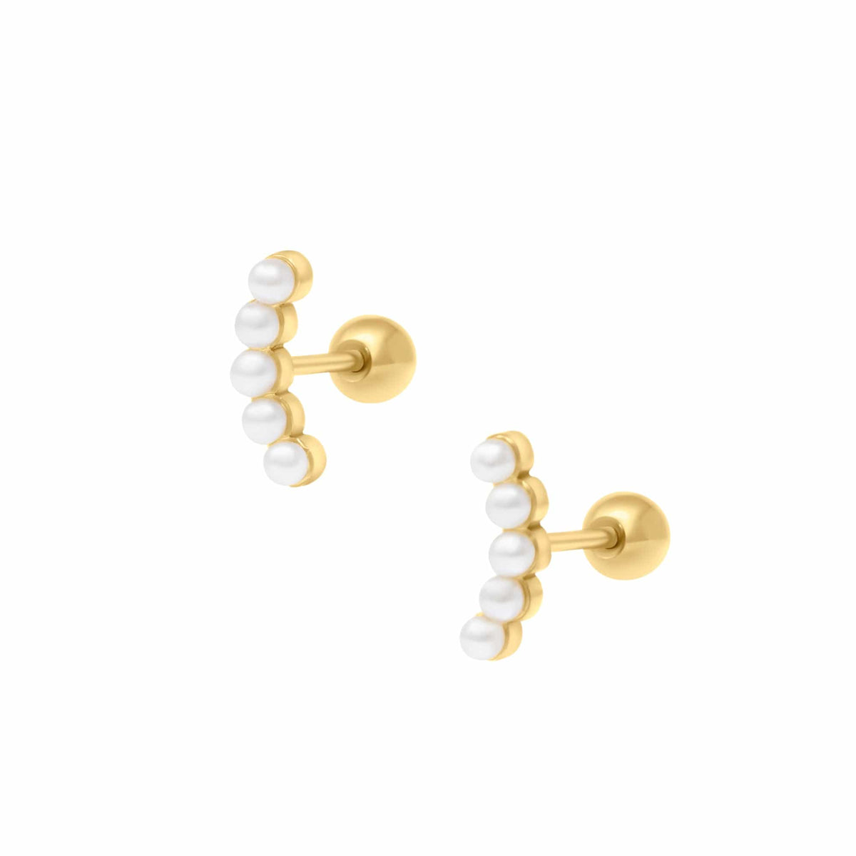 Urbanti Stainless Steel Stevie Pearl Stud Earrings Gold