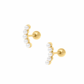 Urbanti Stainless Steel Stevie Pearl Stud Earrings Gold