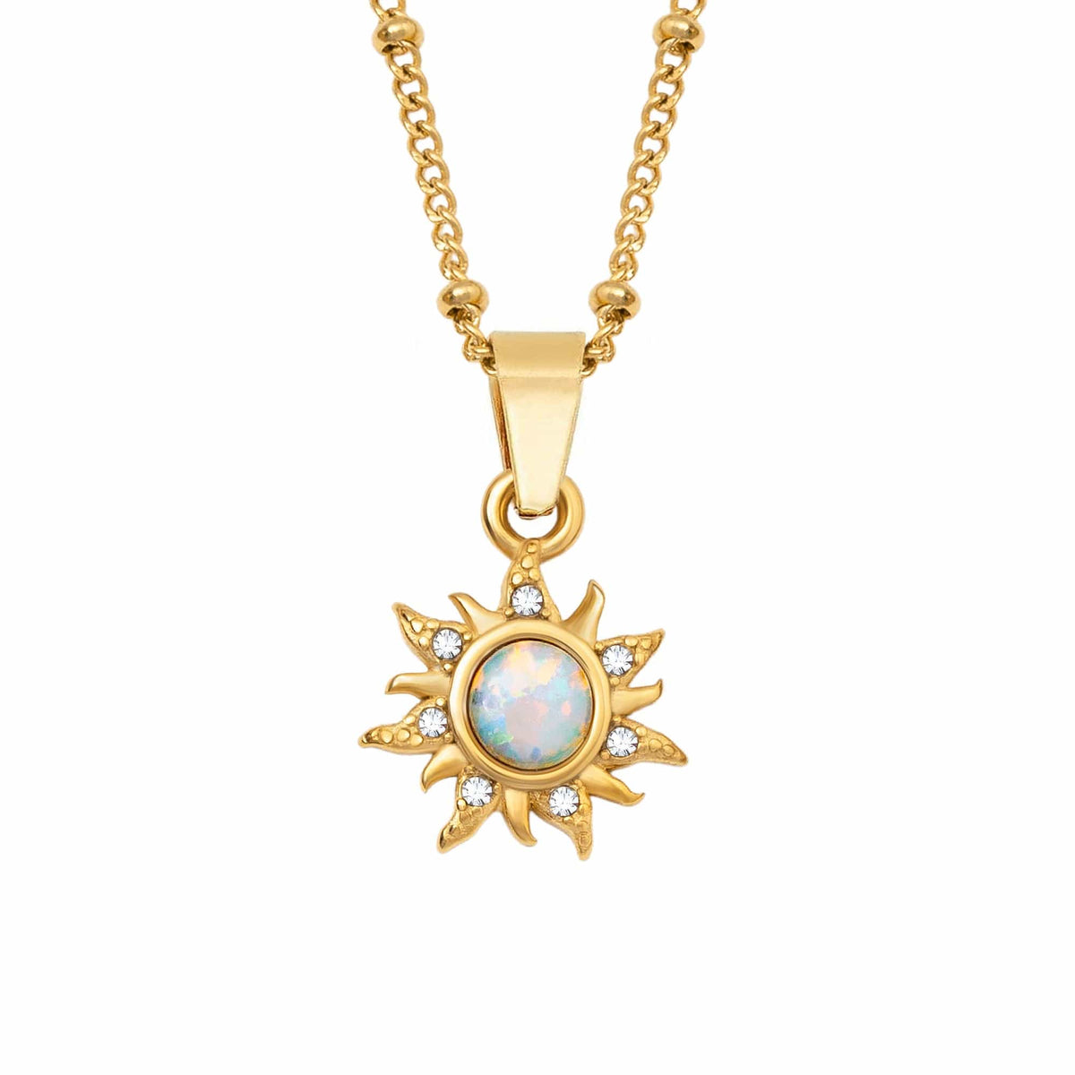 Urbanti Stainless Steel Sunbeam Opal Necklace