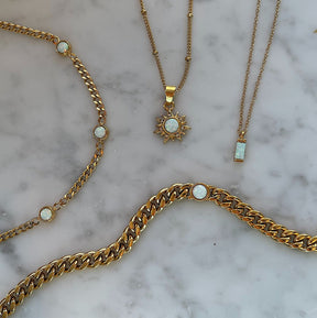 Urbanti Stainless Steel Sunbeam Opal Necklace