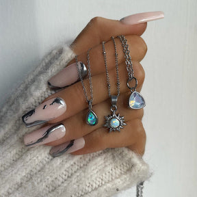 Urbanti Stainless Steel Sunbeam Opal Necklace