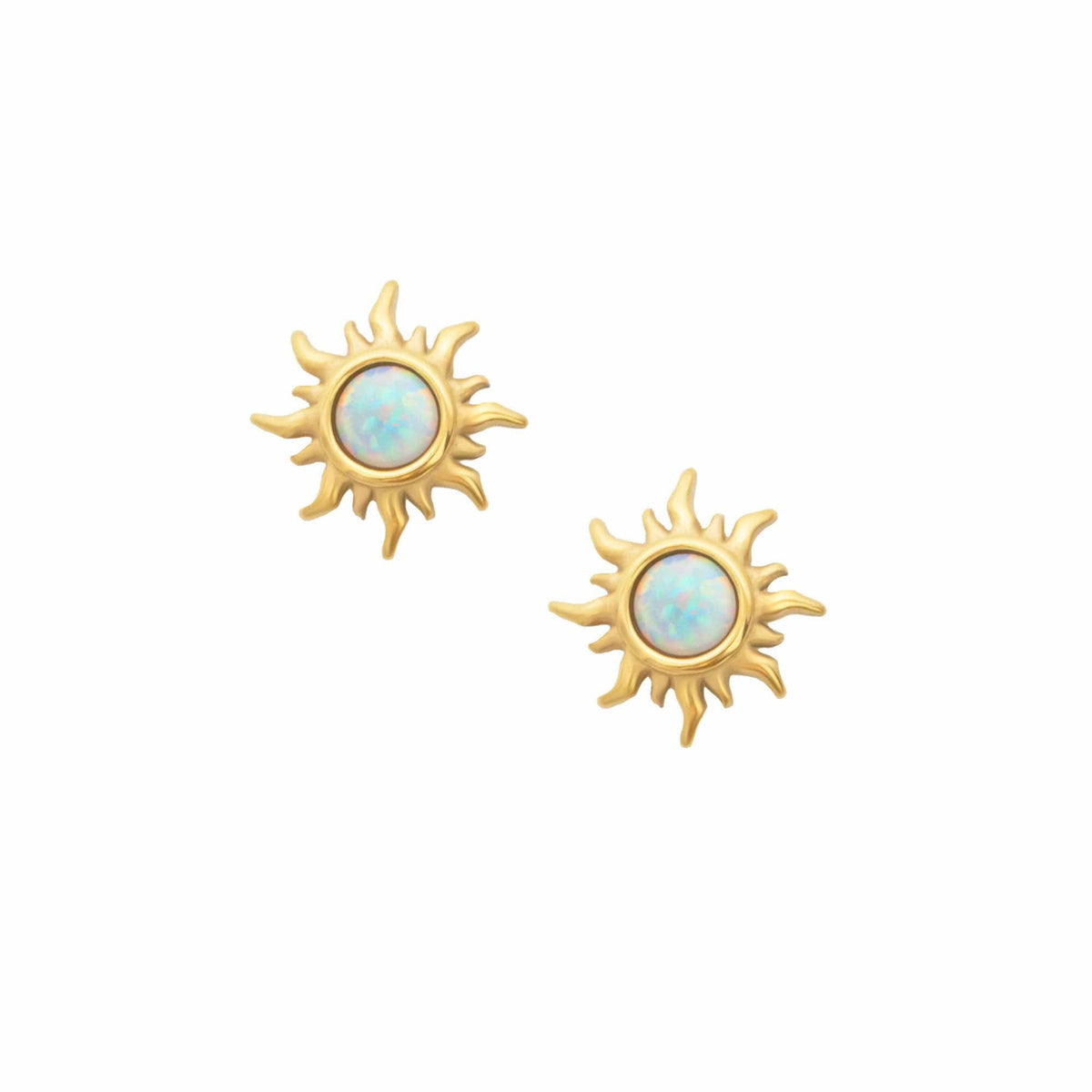 Urbanti Stainless Steel Sunbeam Opal Stud Earrings