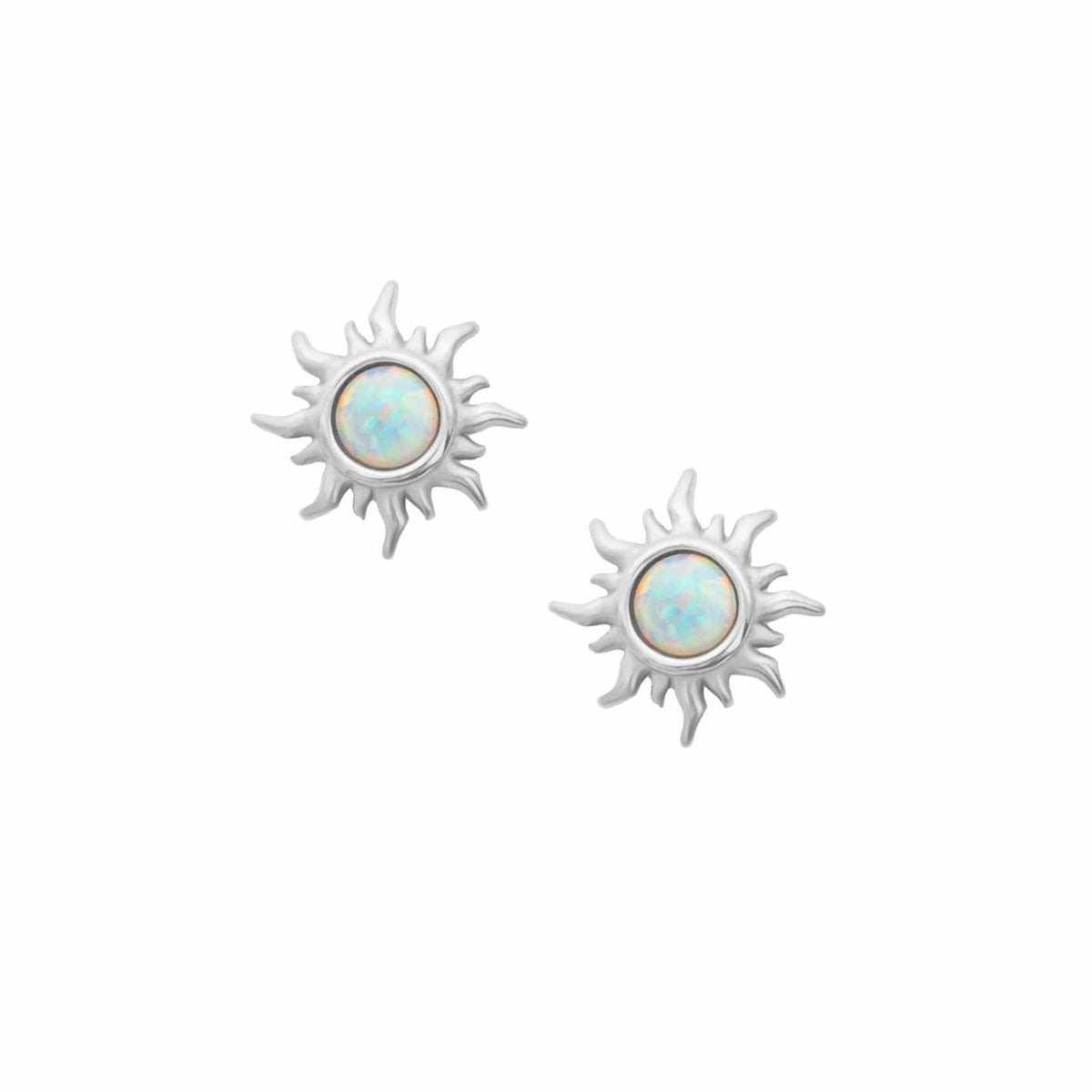 Urbanti Stainless Steel Sunbeam Opal Stud Earrings