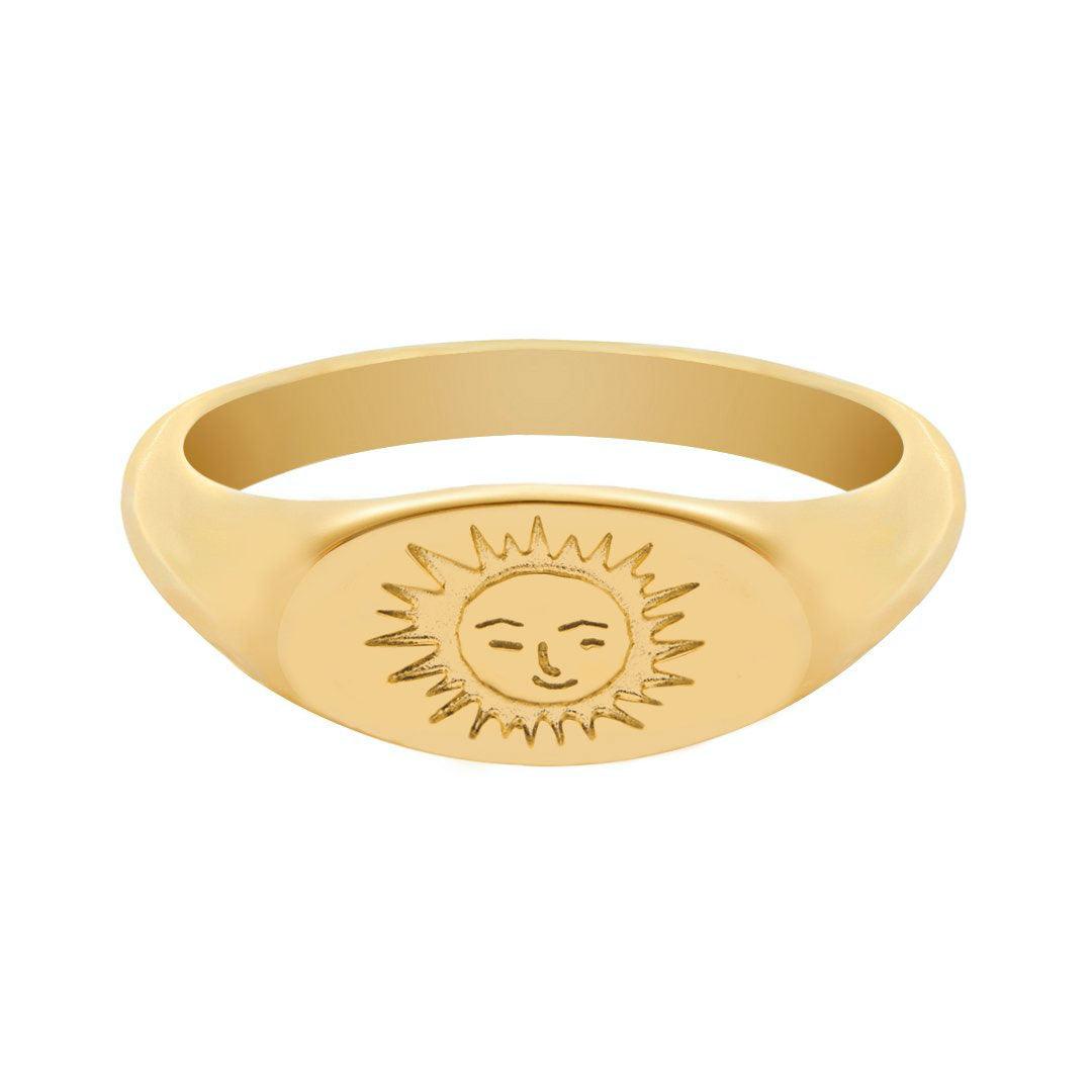 Urbanti Stainless Steel Sundance Signet Ring Gold / US 6 / UK L / EUR 51 (small)