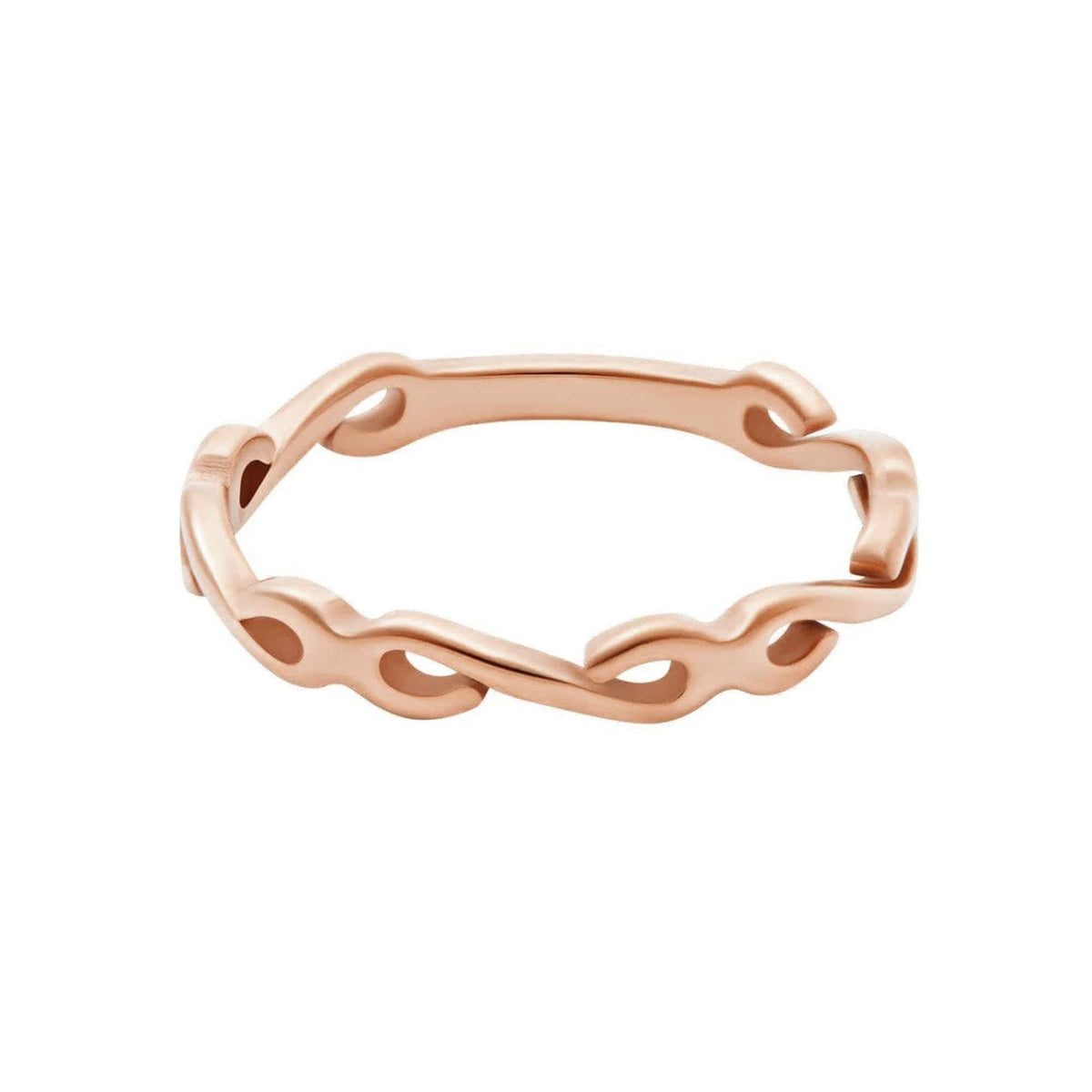Urbanti Stainless Steel Swirl Ring Rose Gold / US 3 / UK F / EUR 44 / (midi)