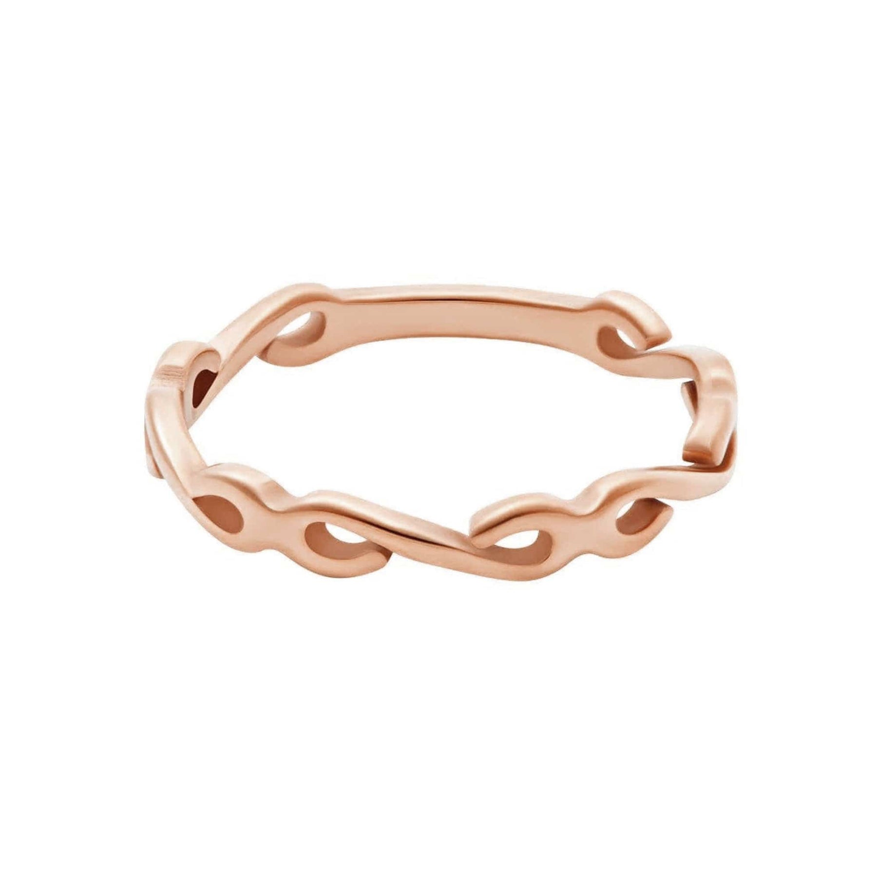 Urbanti Stainless Steel Swirl Ring Rose Gold / US 3 / UK F / EUR 44 / (midi)