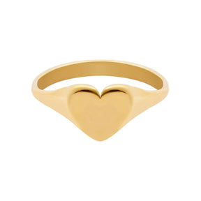 Urbanti Stainless Steel Te Amo Signet Ring Gold / US 4 / UK H / EUR 46 / (xxsmall)