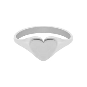 Urbanti Stainless Steel Te Amo Signet Ring Silver / US 4 / UK H / EUR 46 / (xxsmall)