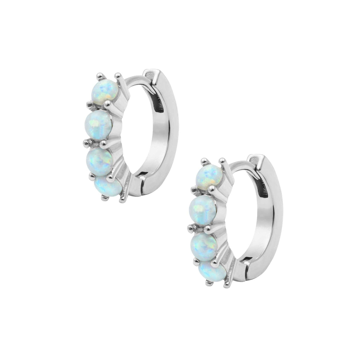 Urbanti Stainless Steel Tia Opal Hoop Earrings Silver
