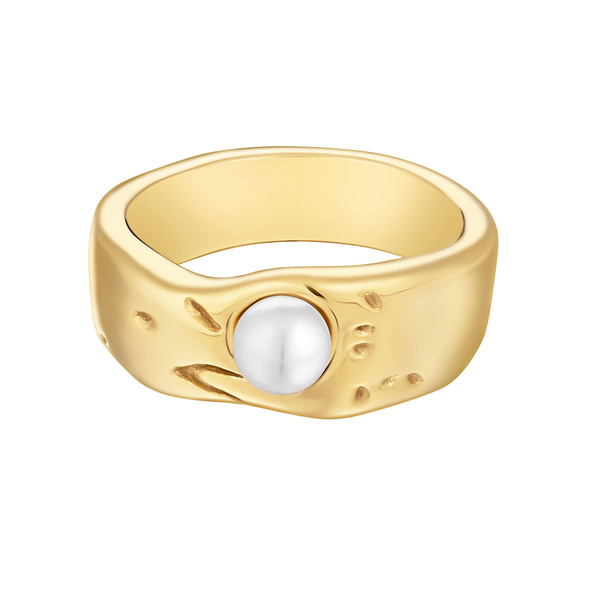 Urbanti Stainless Steel Tiki Pearl Ring