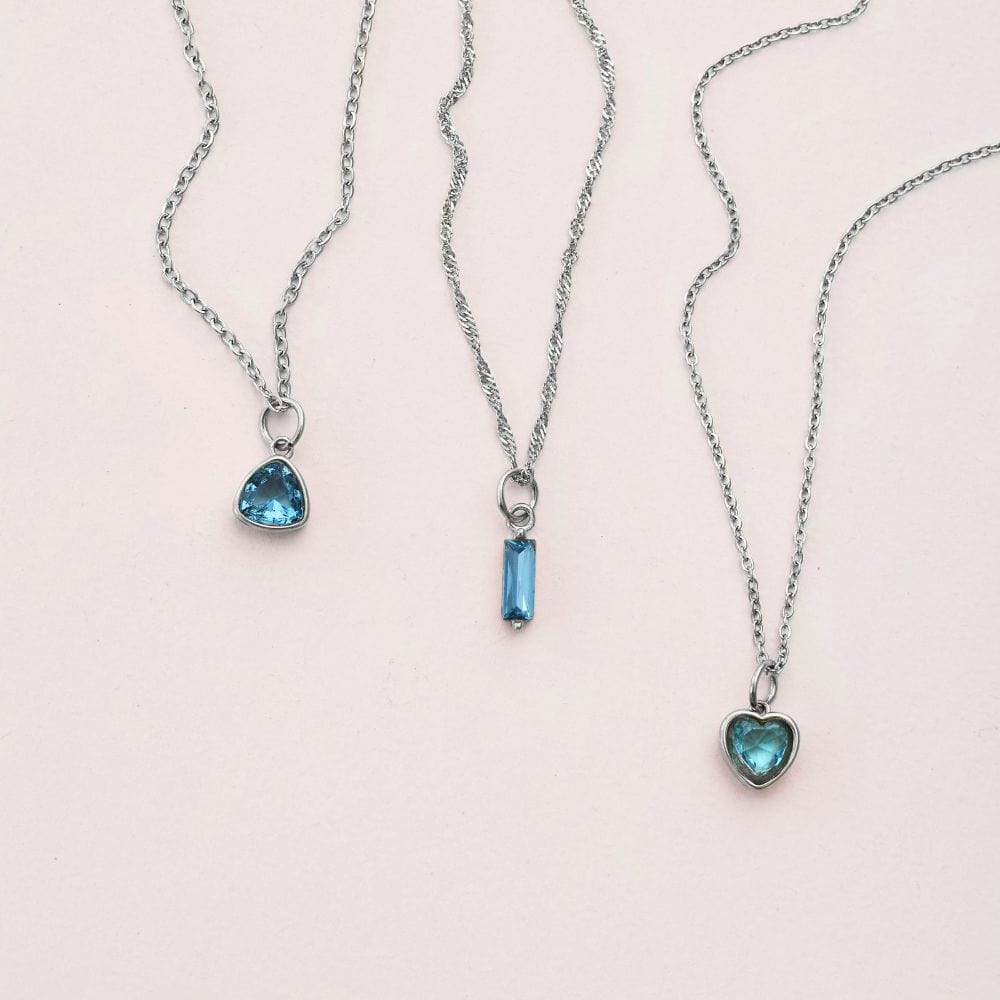 Urbanti Stainless Steel Trio Birthstone Necklace