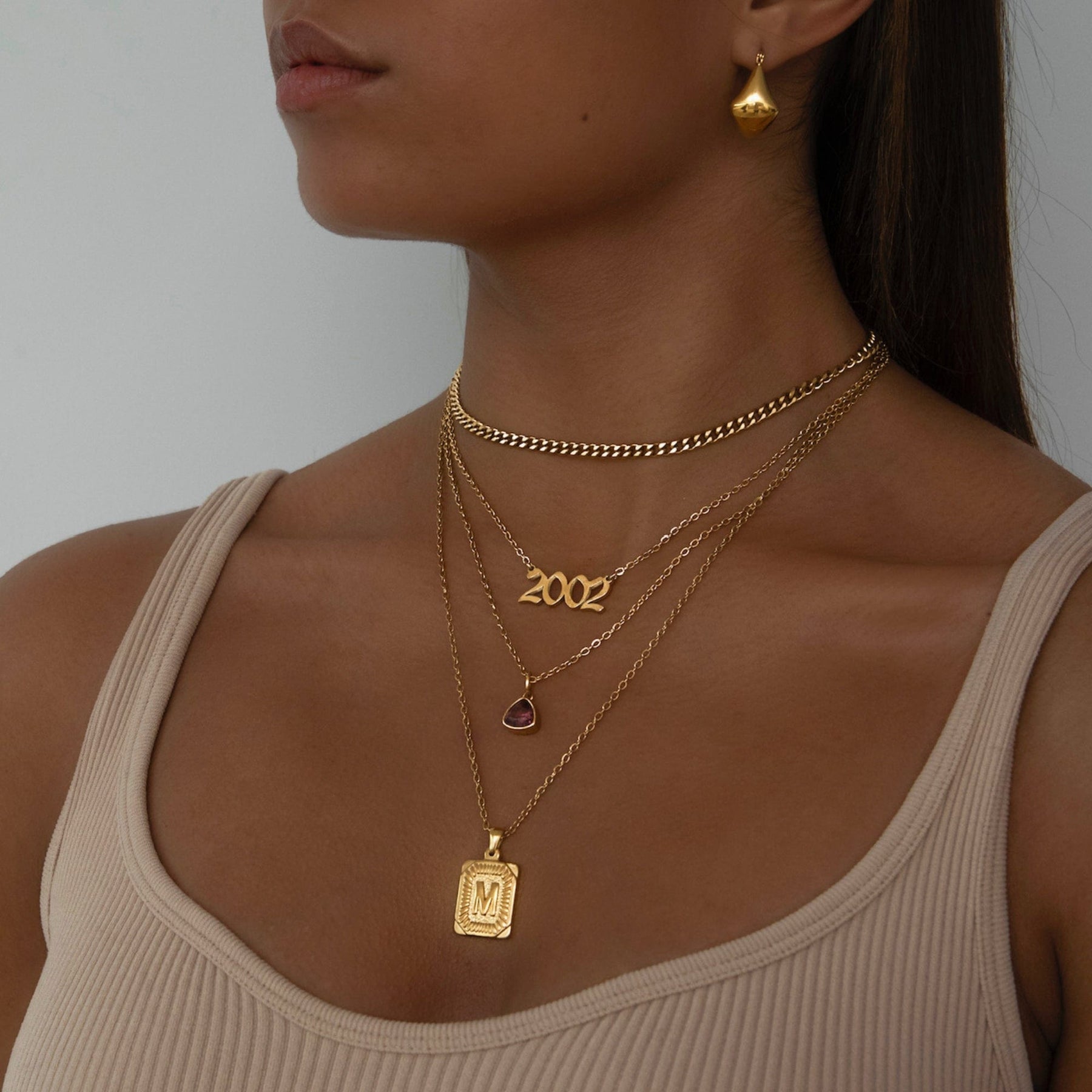 Urbanti Stainless Steel Trio Birthstone Necklace