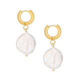 Urbanti Stainless Steel Tulum Pearl Hoop Earrings Gold
