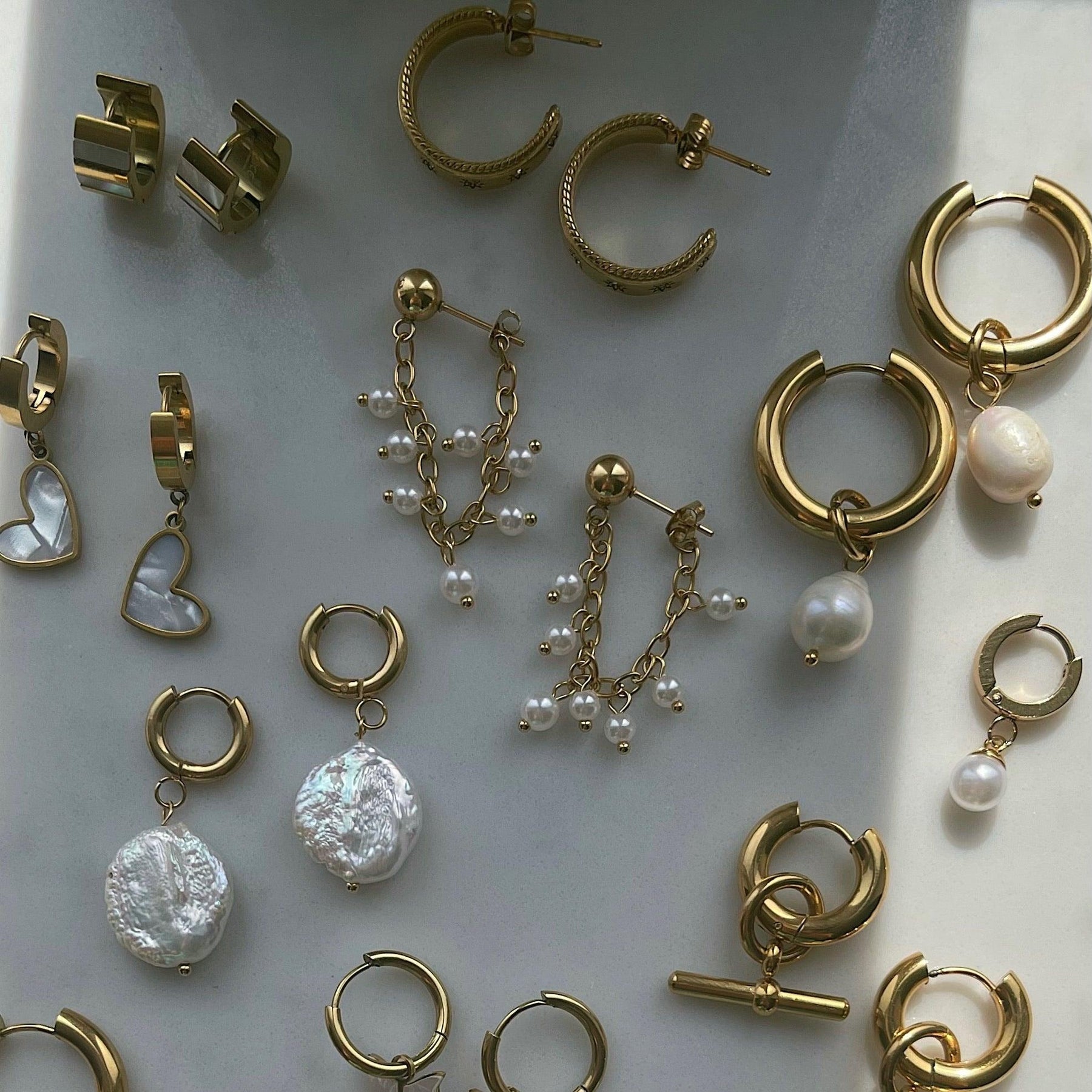 Urbanti Stainless Steel Tulum Pearl Hoop Earrings