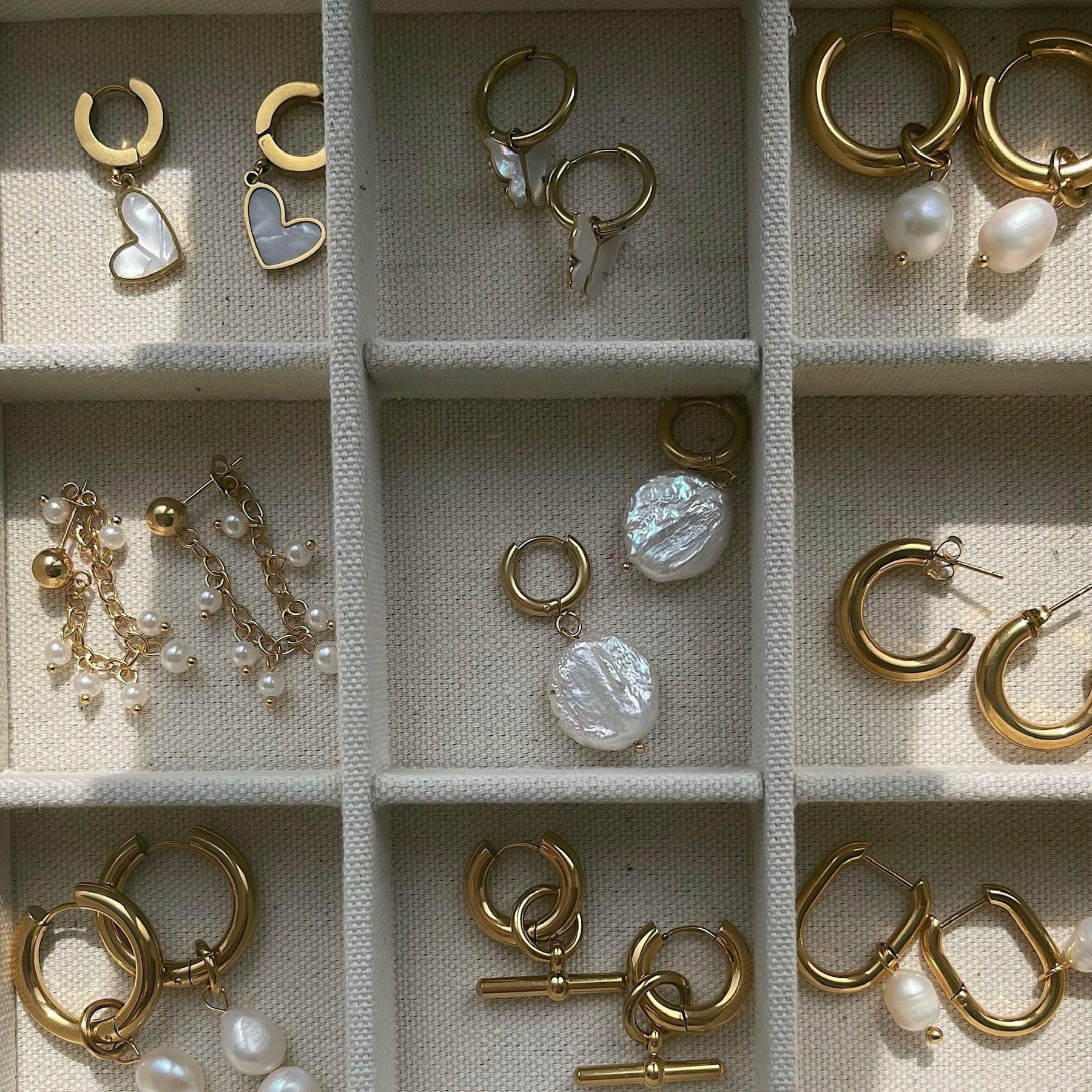 Urbanti Stainless Steel Tulum Pearl Hoop Earrings