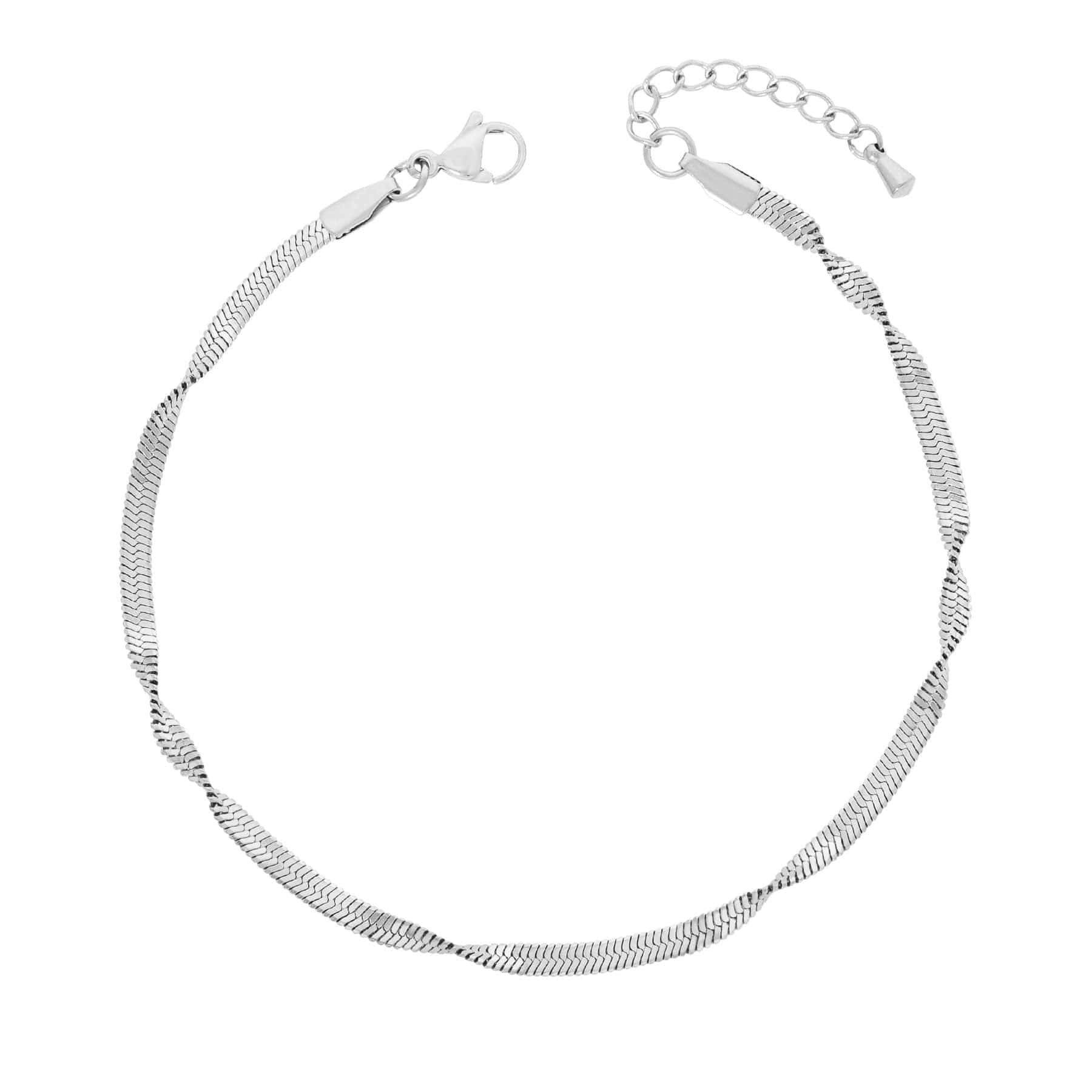 Urbanti Stainless Steel Twist Anklet Silver