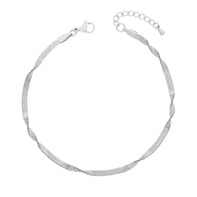 Urbanti Stainless Steel Twist Anklet Silver