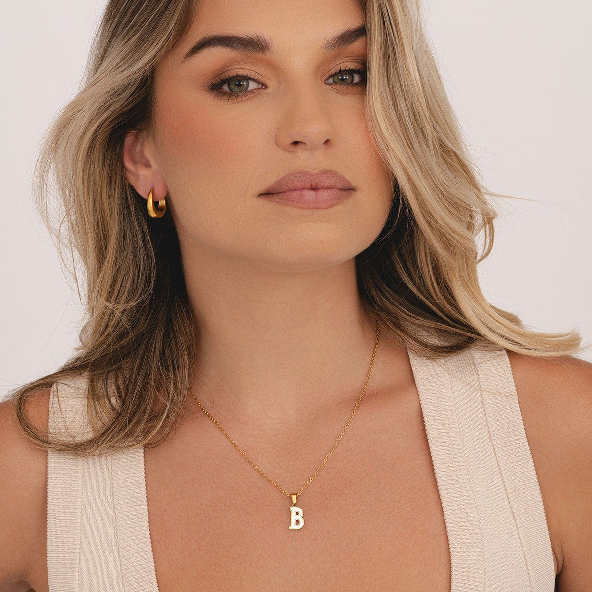 Urbanti Stainless Steel Varsity Pearl Initial Necklace