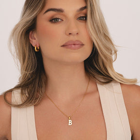 Urbanti Stainless Steel Varsity Pearl Initial Necklace