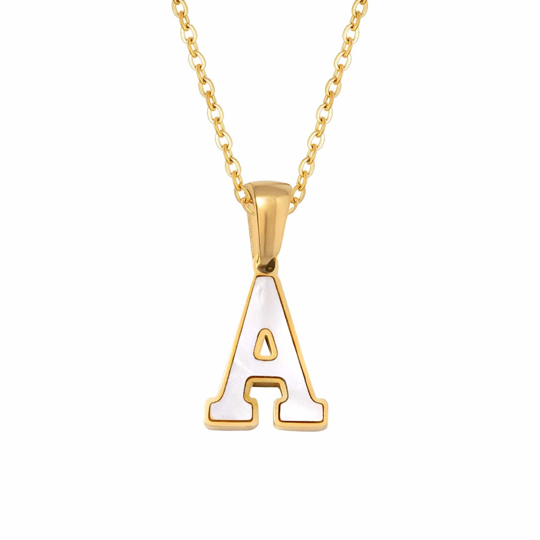 Urbanti Stainless Steel Varsity Pearl Initial Necklace