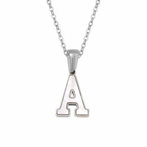 Urbanti Stainless Steel Varsity Pearl Initial Necklace Silver / A