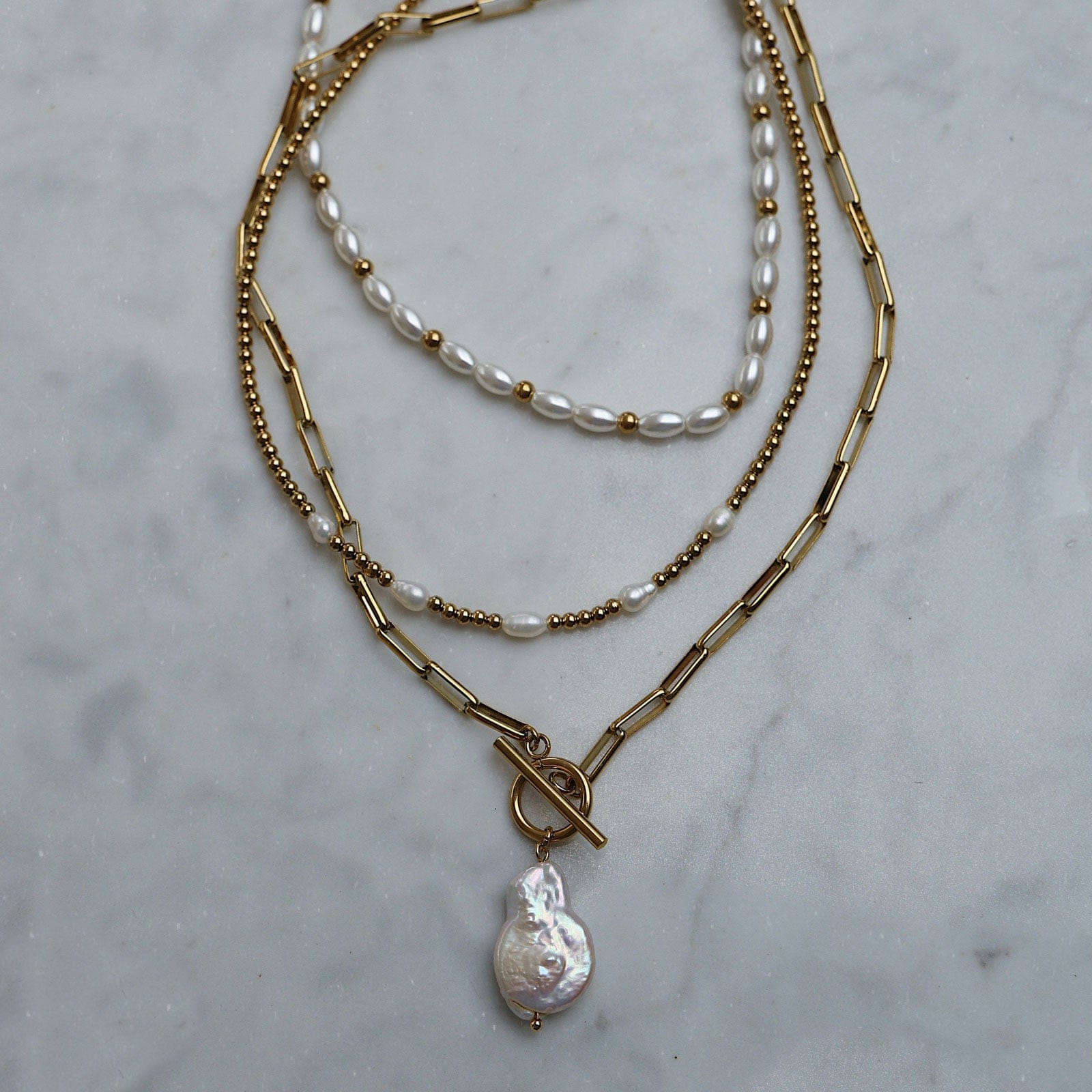Urbanti Stainless Steel Waikiki Pearl TBar Necklace