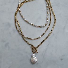 Urbanti Stainless Steel Waikiki Pearl TBar Necklace