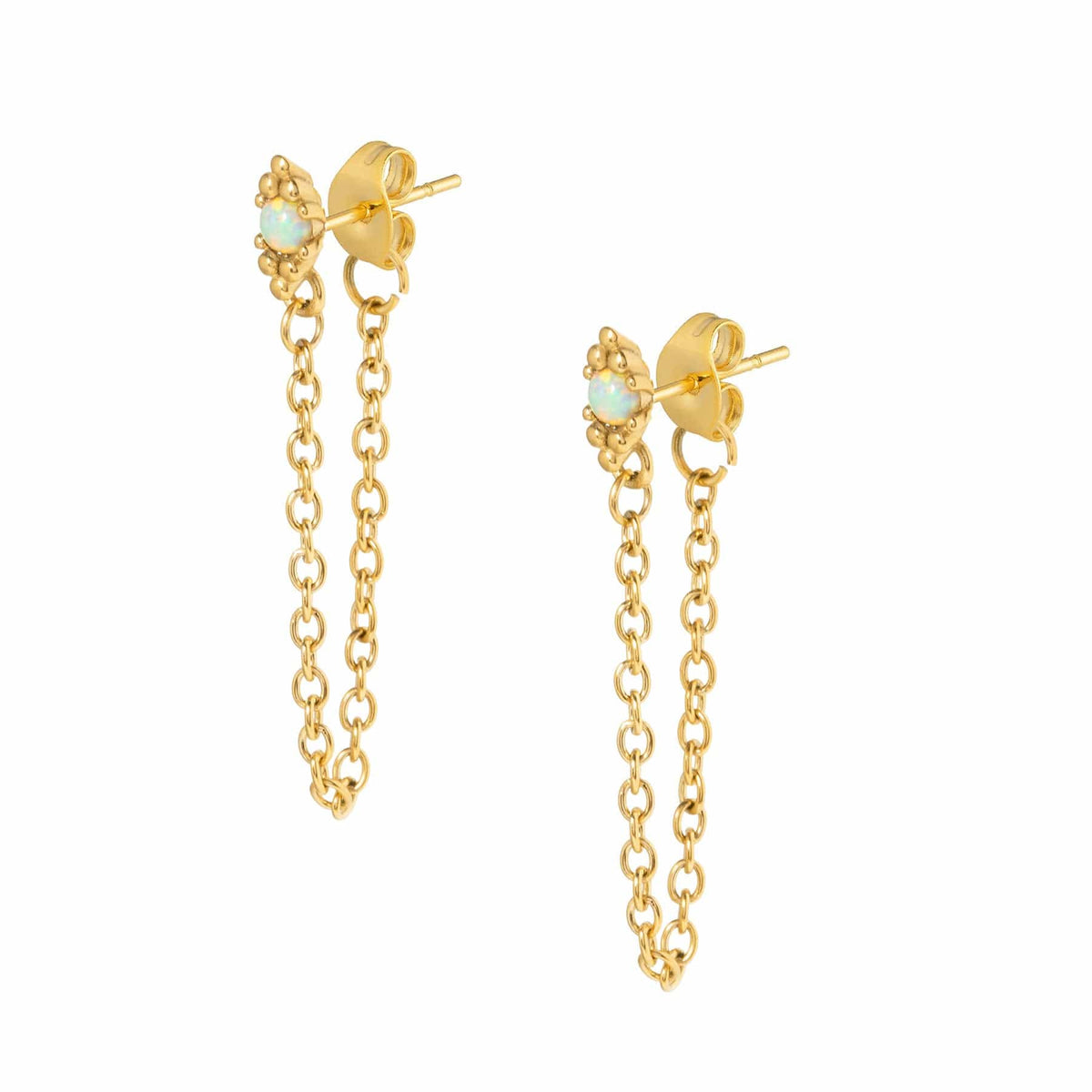 Urbanti Stainless Steel Zora Opal Stud Drop Earrings Gold