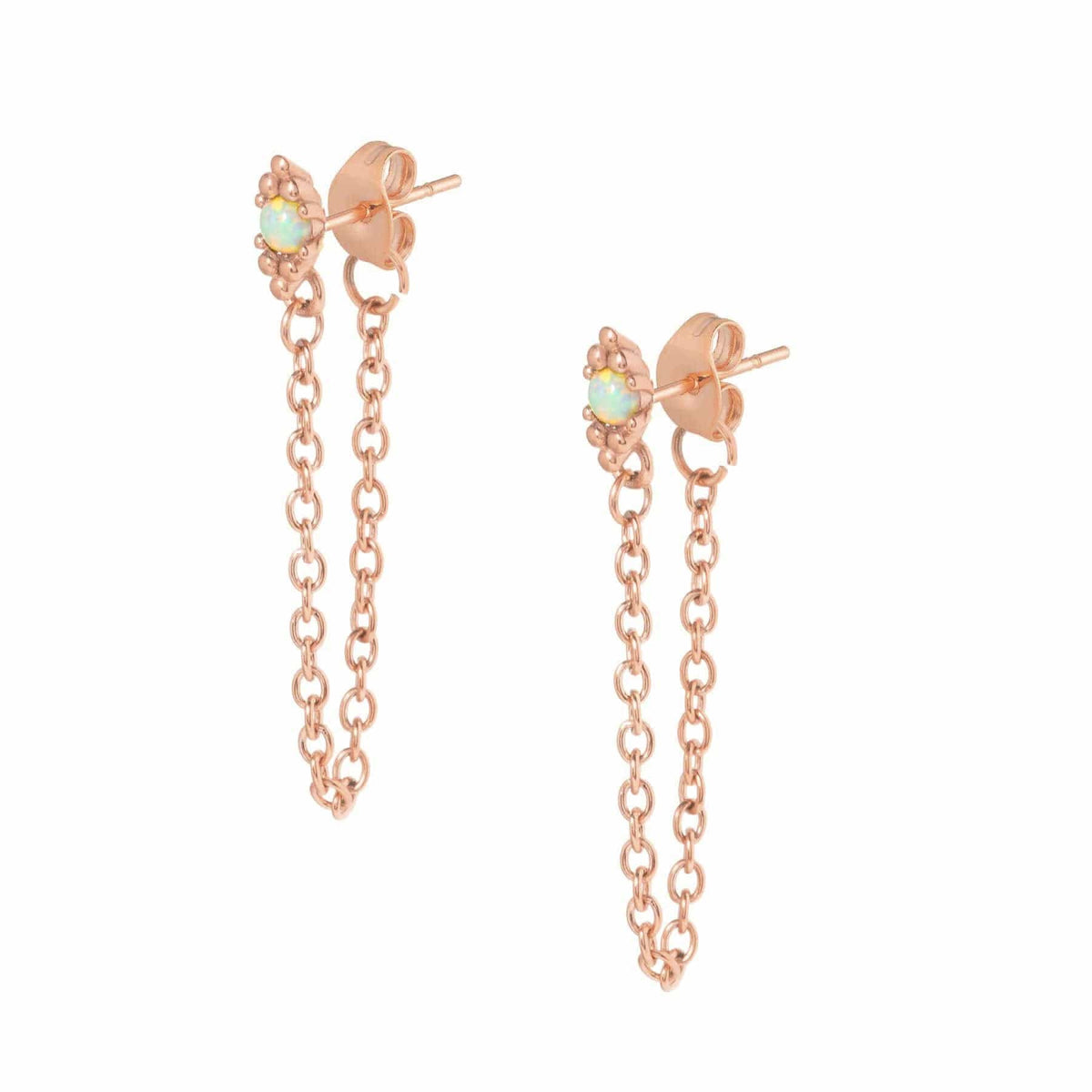 Urbanti Stainless Steel Zora Opal Stud Drop Earrings Rose Gold