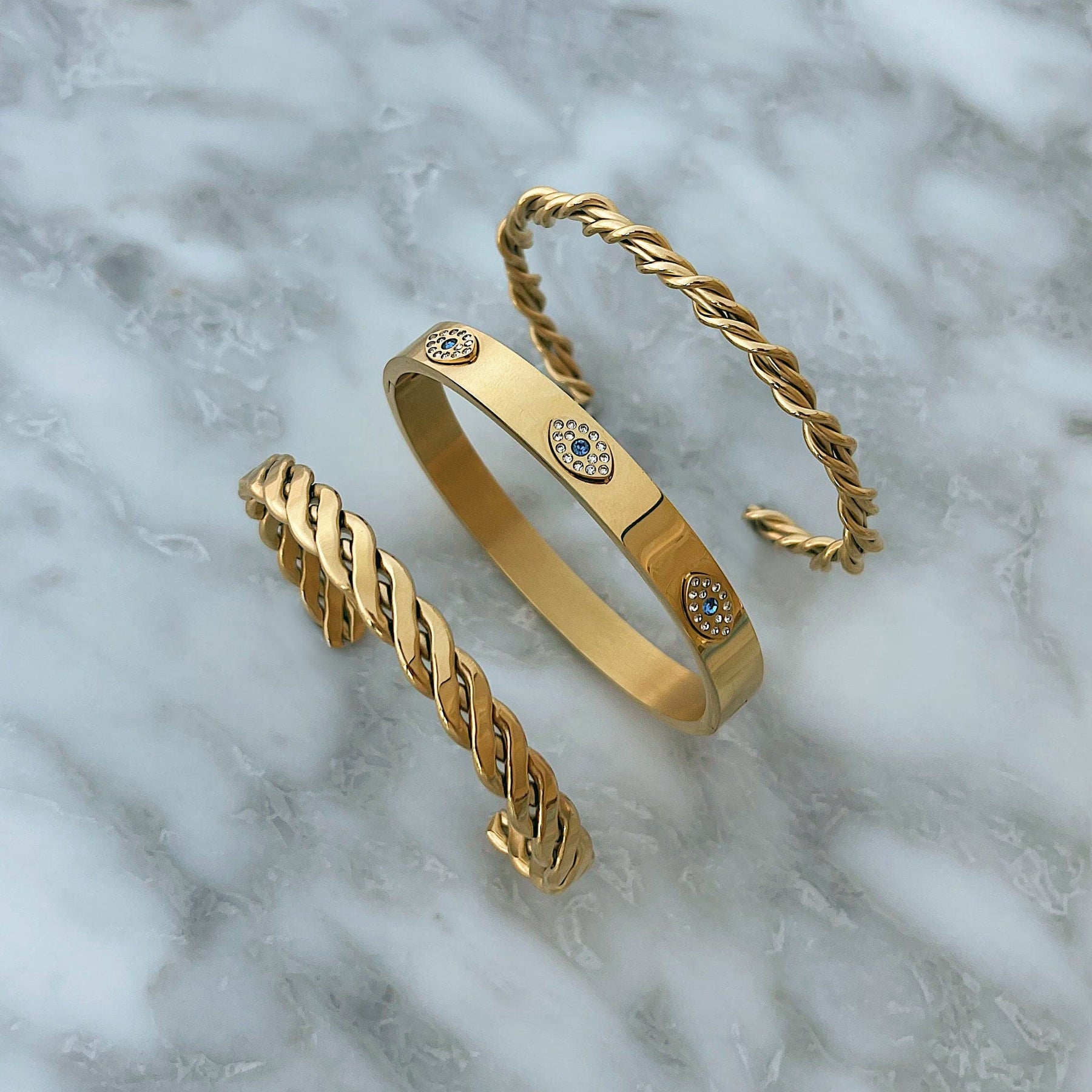 Urbanti Stainless Steel Rhodes Cuff Bracelet Gold