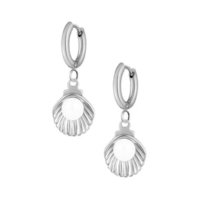 Urbanti Stainless Steel Coast Pearl Hoop Earrings