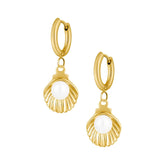 Urbanti Stainless Steel Coast Pearl Hoop Earrings