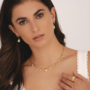 Urbanti Stainless Steel Coast Pearl Hoop Earrings