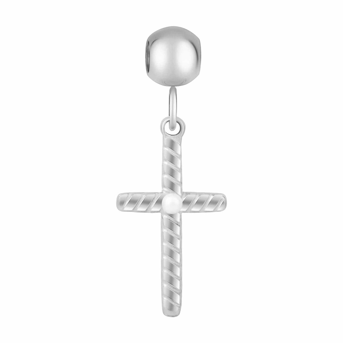Urbanti Stainless Steel Cross Pearl Charm