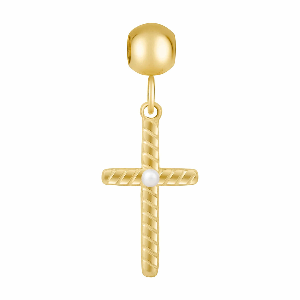 Urbanti Stainless Steel Cross Pearl Charm