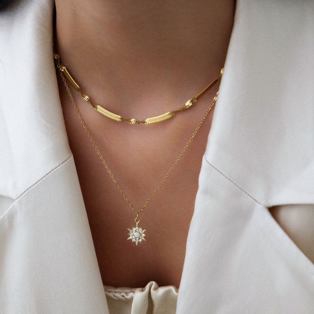 Urbanti Stainless Steel December Opal Necklace