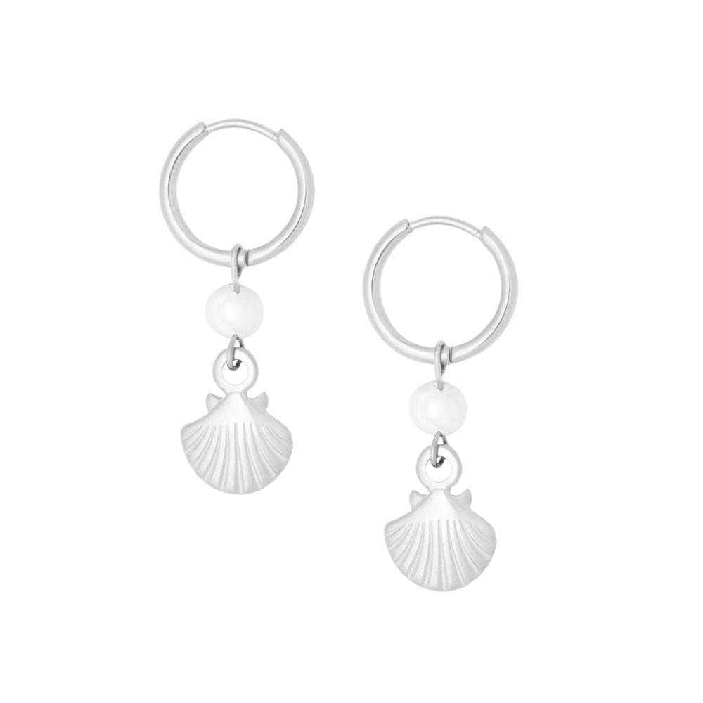 Urbanti Stainless Steel Dory Pearl Hoop Earrings