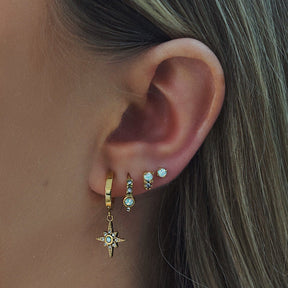 Urbanti Stainless Steel Halo Opal Stud Earrings Gold