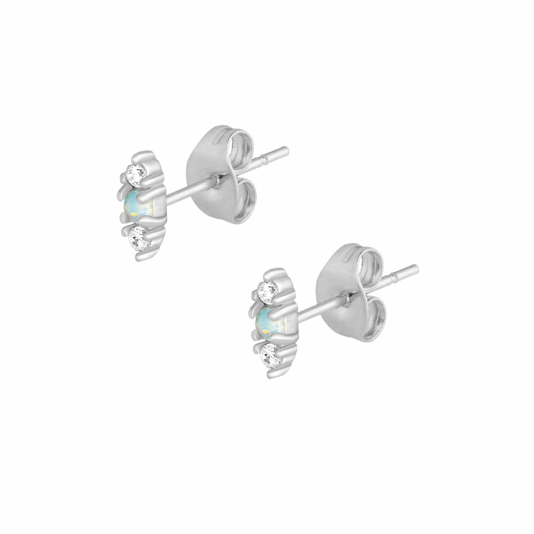 Urbanti Stainless Steel Pegasus Opal Stud Earrings Silver