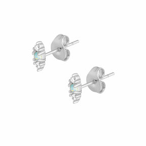 Urbanti Stainless Steel Pegasus Opal Stud Earrings Silver