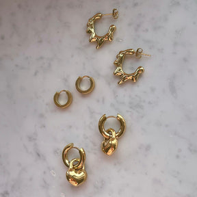 Urbanti Stainless Steel Cute Huggie Hoop Earrings Gold